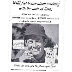 Kent Cigarette Ad 1960s Vintage Print Ad 9 inch